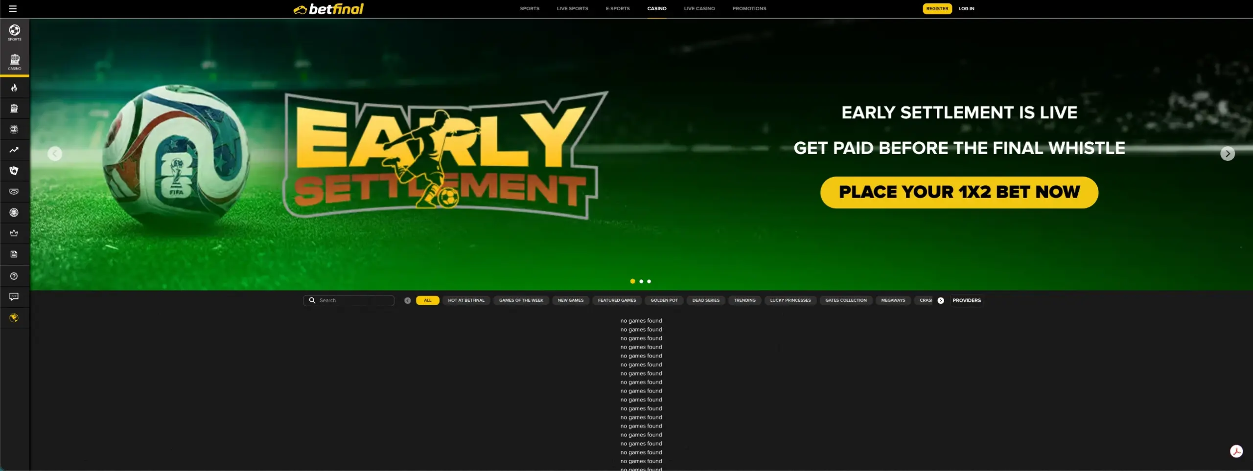 Betfinal Casino - EN landing page