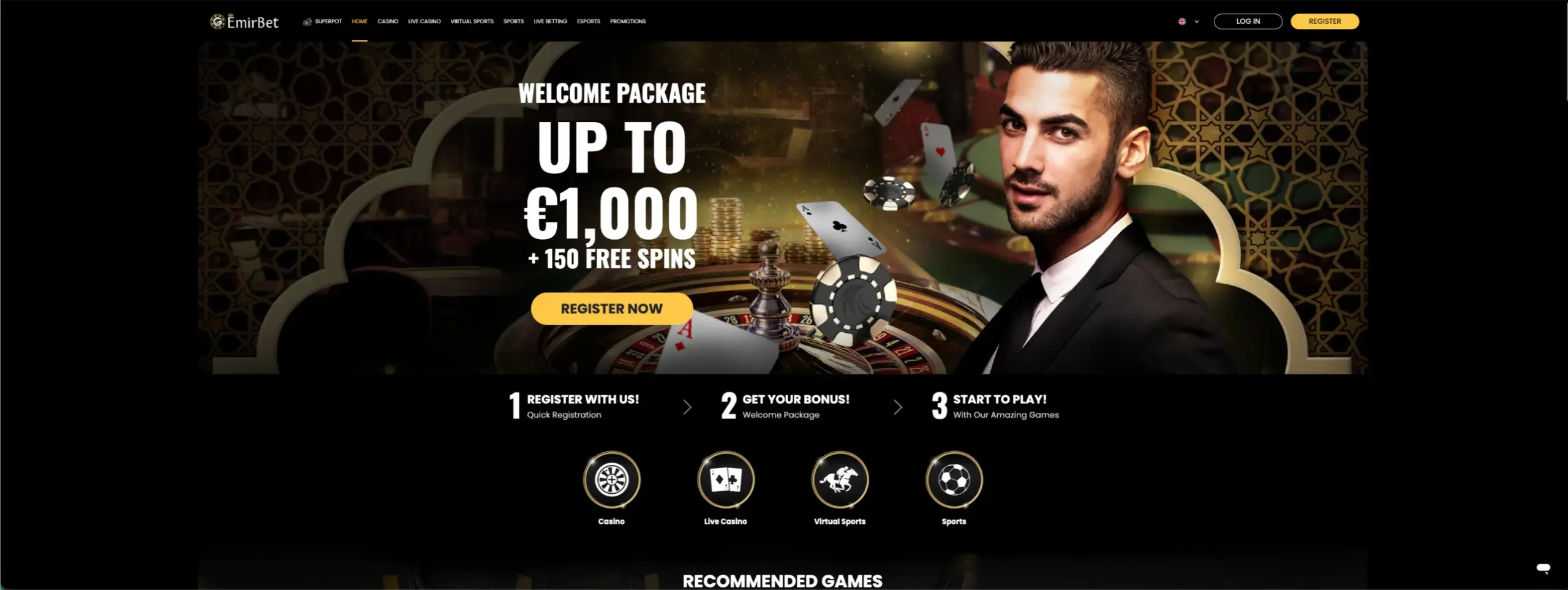 Emirbet Casino - EN landing page
