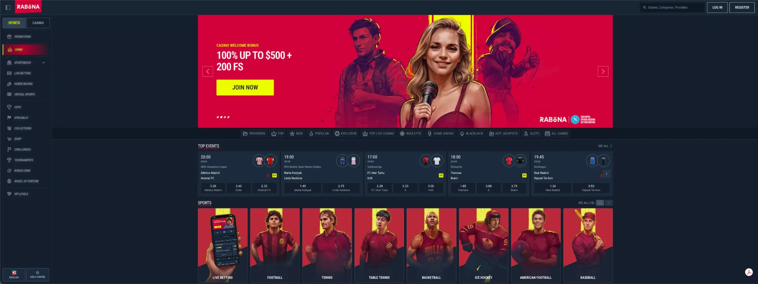 Rabona Casino - GC landing page